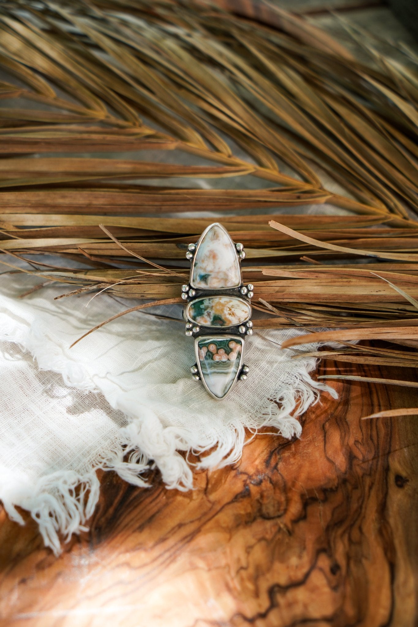 Cairn Ring in Ocean Jasper (Size 9) - Golden Road Crafted