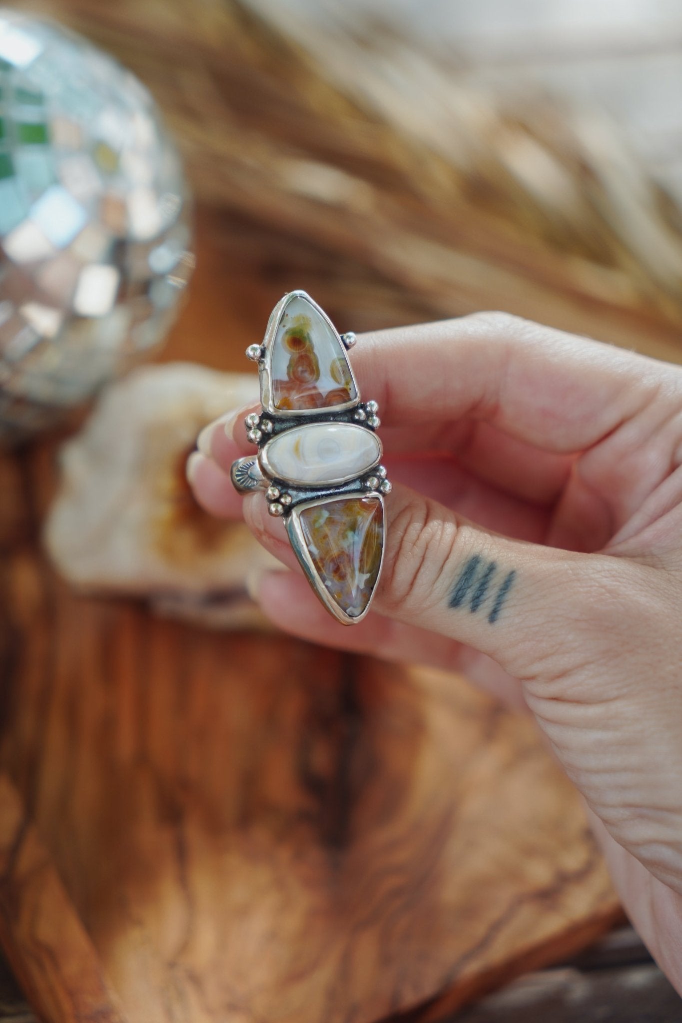 Cairn Ring in Ocean Jasper (Size 9) - Golden Road Crafted