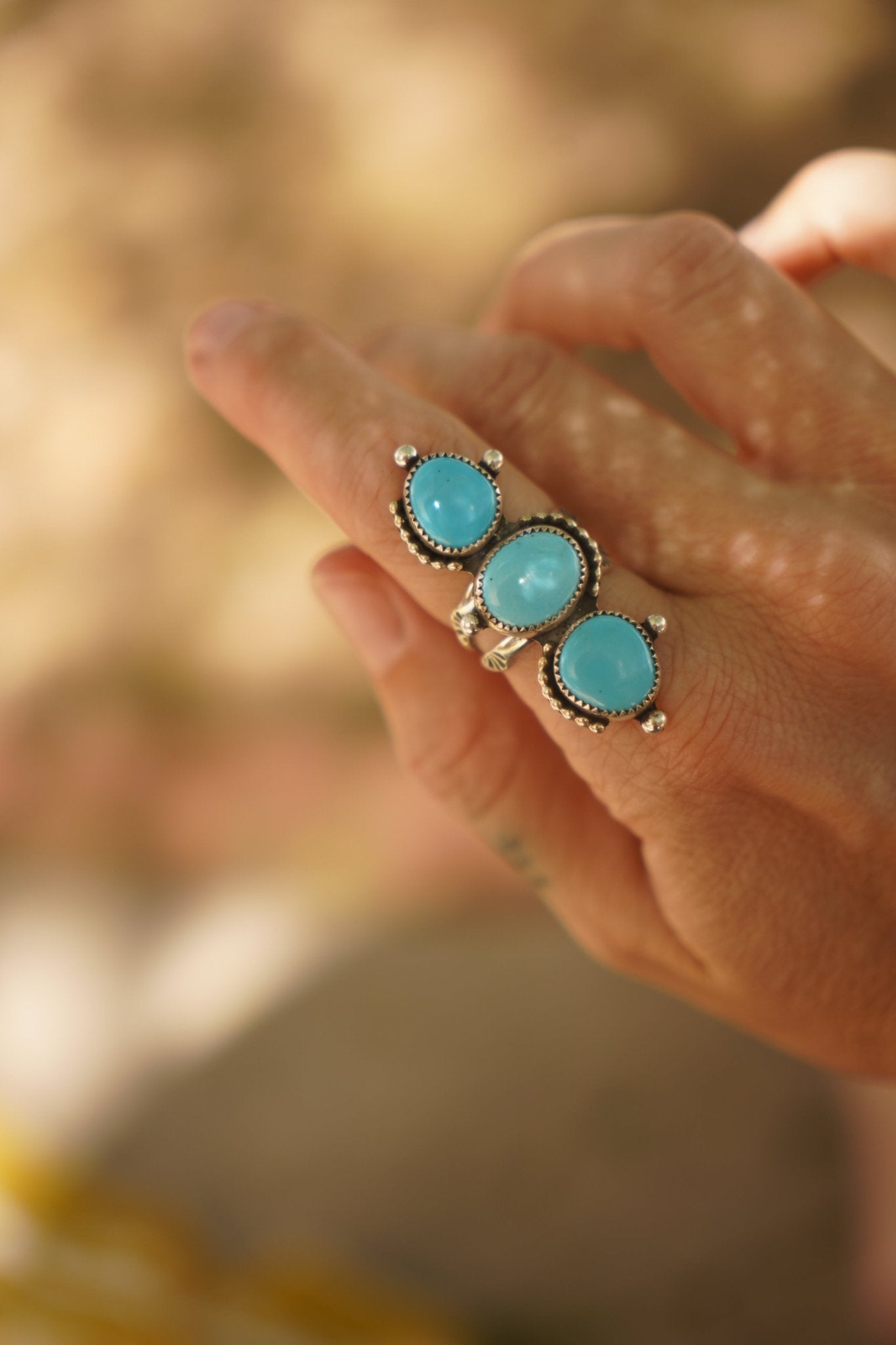 Cairn Ring in Prince Turquoise (Size 7.5) - Golden Road Crafted