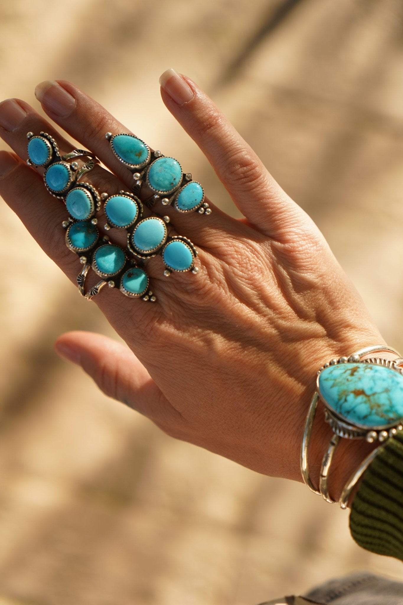 Cairn Ring in Prince Turquoise (Size 7.5) - Golden Road Crafted
