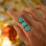 Cairn Ring in Prince Turquoise (Size 7.5) - Golden Road Crafted