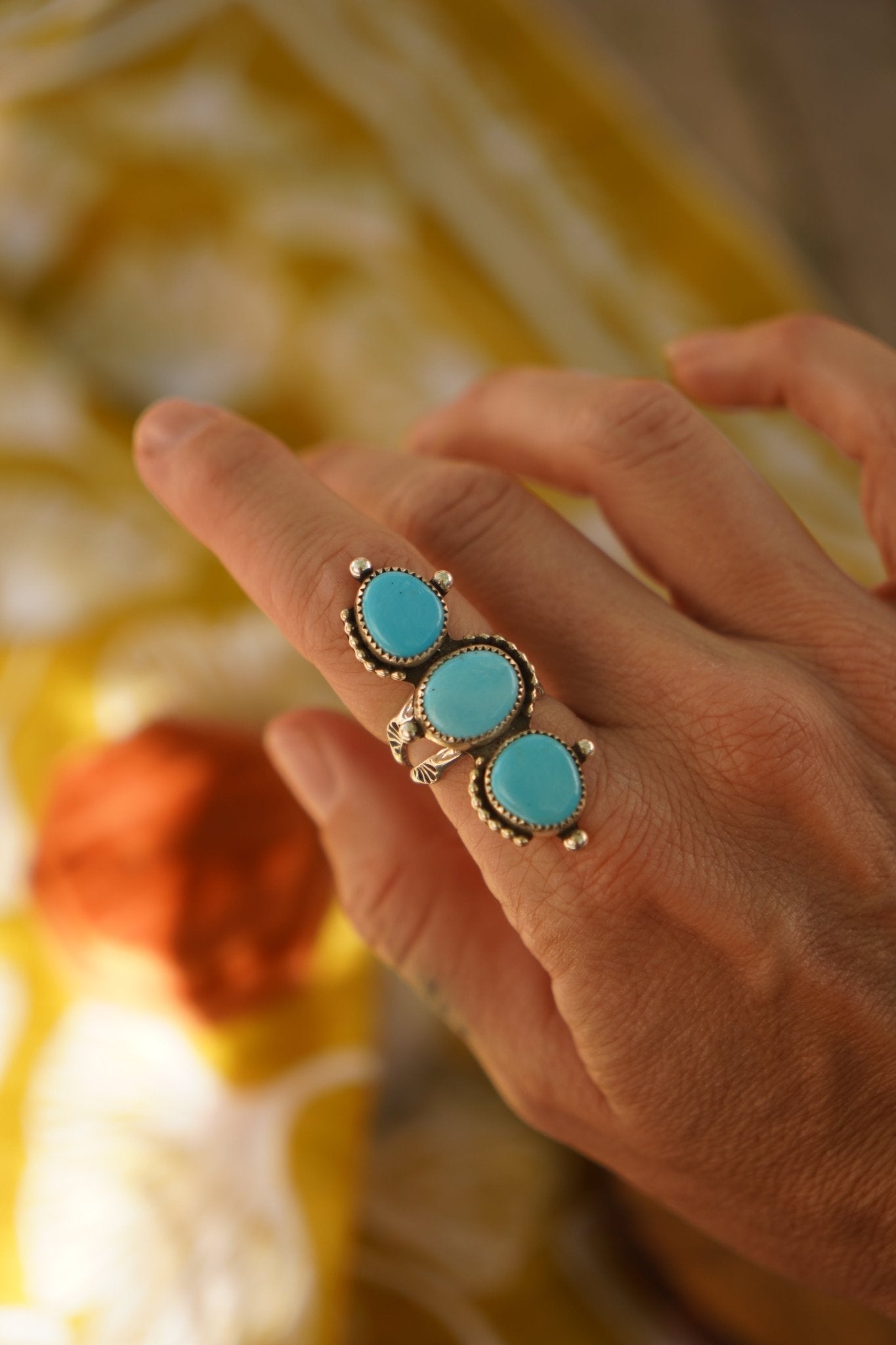 Cairn Ring in Prince Turquoise (Size 7.5) - Golden Road Crafted