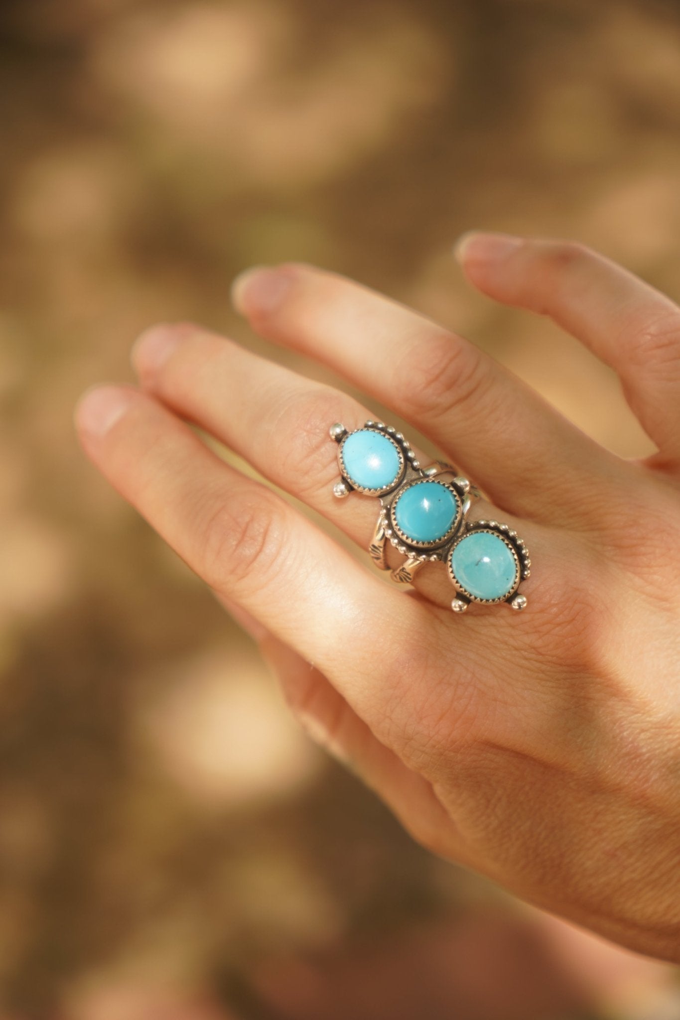 Cairn Ring in Prince Turquoise (Size 8) - Golden Road Crafted