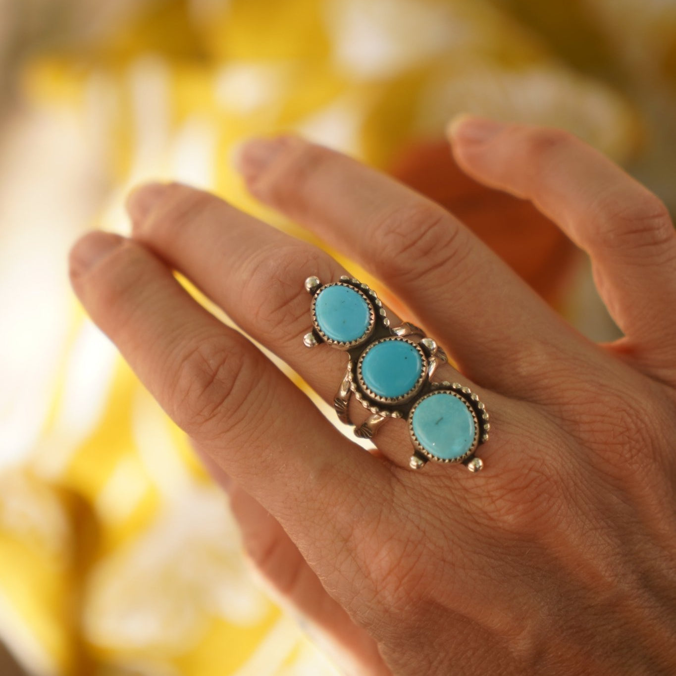Cairn Ring in Prince Turquoise (Size 8) - Golden Road Crafted