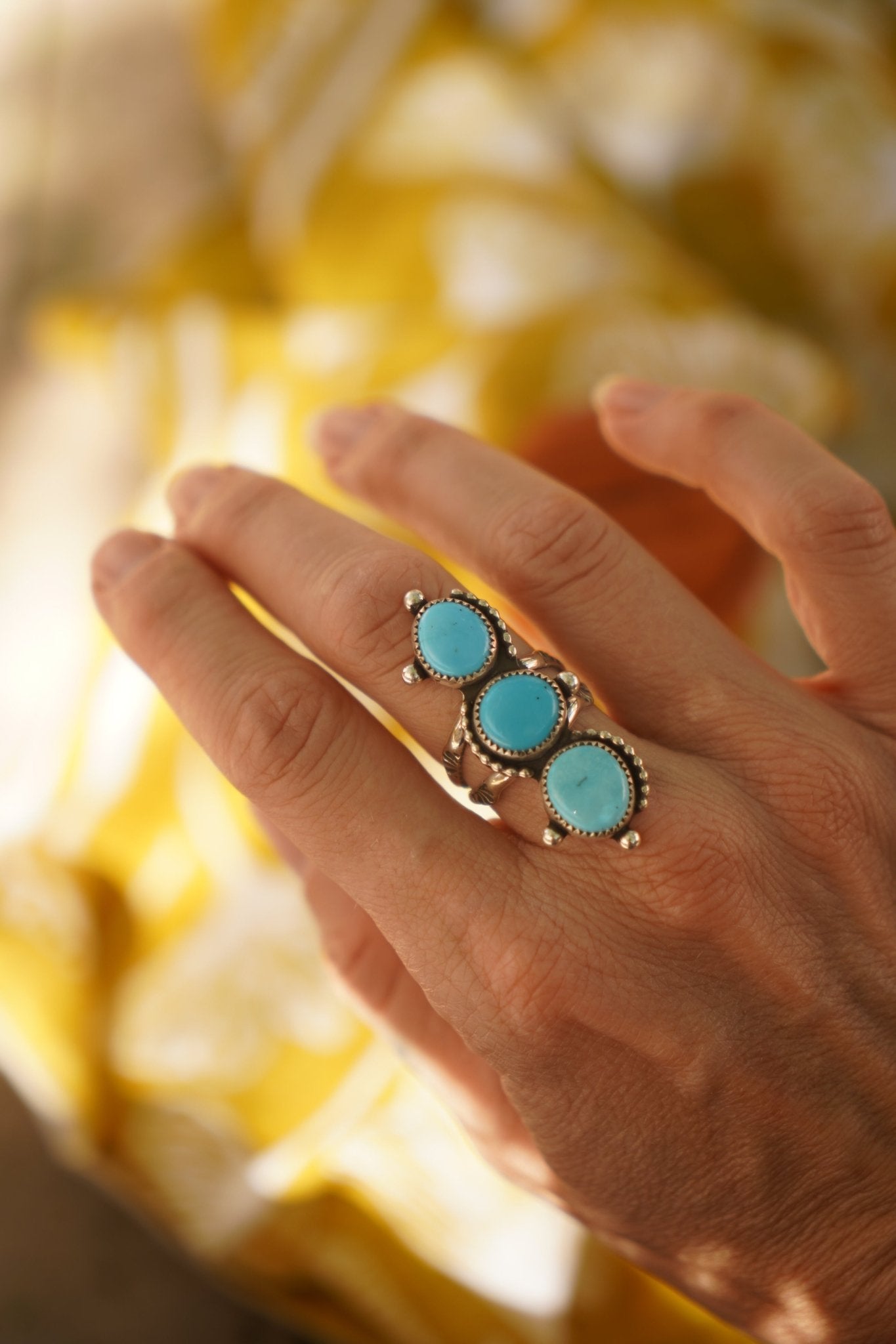 Cairn Ring in Prince Turquoise (Size 8) - Golden Road Crafted