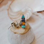 Cairn Ring in Sonoran Mtn, Blue Ridge, Blue Kyanite, & Amber (Size 7) - Golden Road Crafted