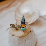 Cairn Ring in Sonoran Mtn, Blue Ridge, Blue Kyanite, & Amber (Size 7) - Golden Road Crafted