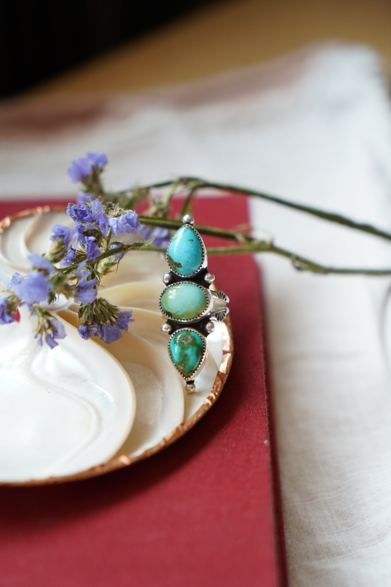 Cairn Ring in Sonoran Mtn Turquoise (Size 7.5) - Golden Road Crafted