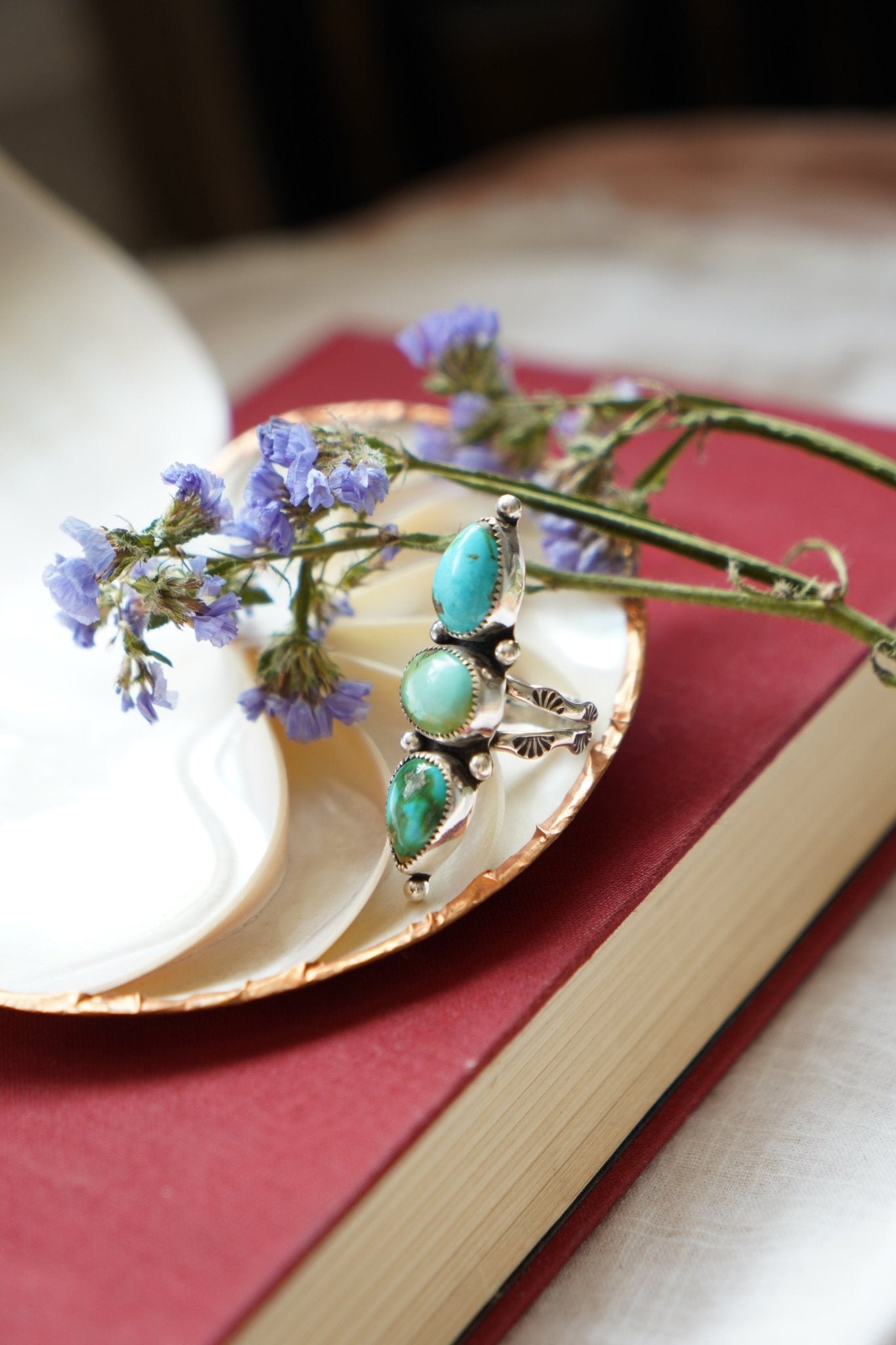 Cairn Ring in Sonoran Mtn Turquoise (Size 7.5) - Golden Road Crafted