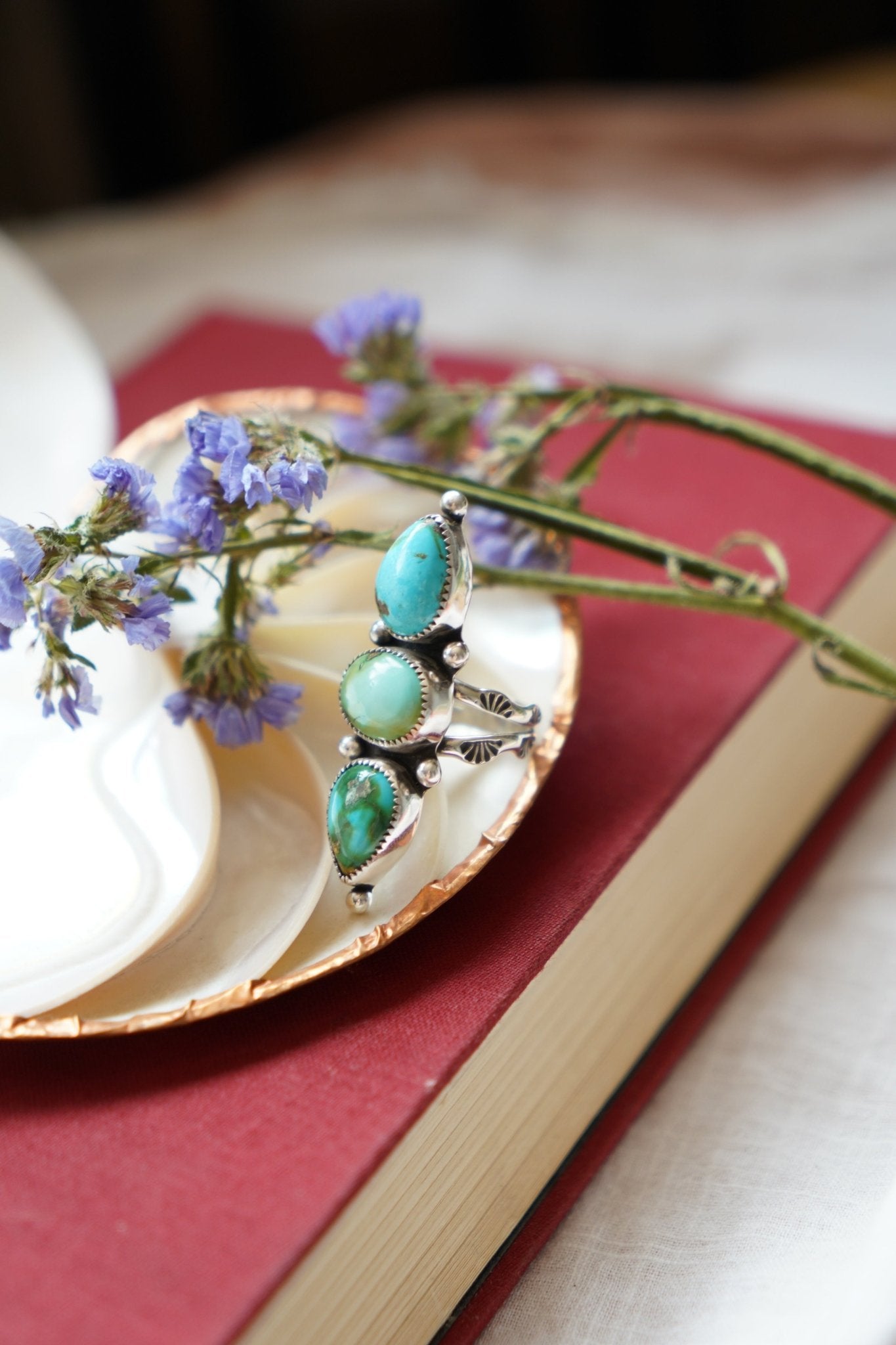 Cairn Ring in Sonoran Mtn Turquoise (Size 7.5) - Golden Road Crafted
