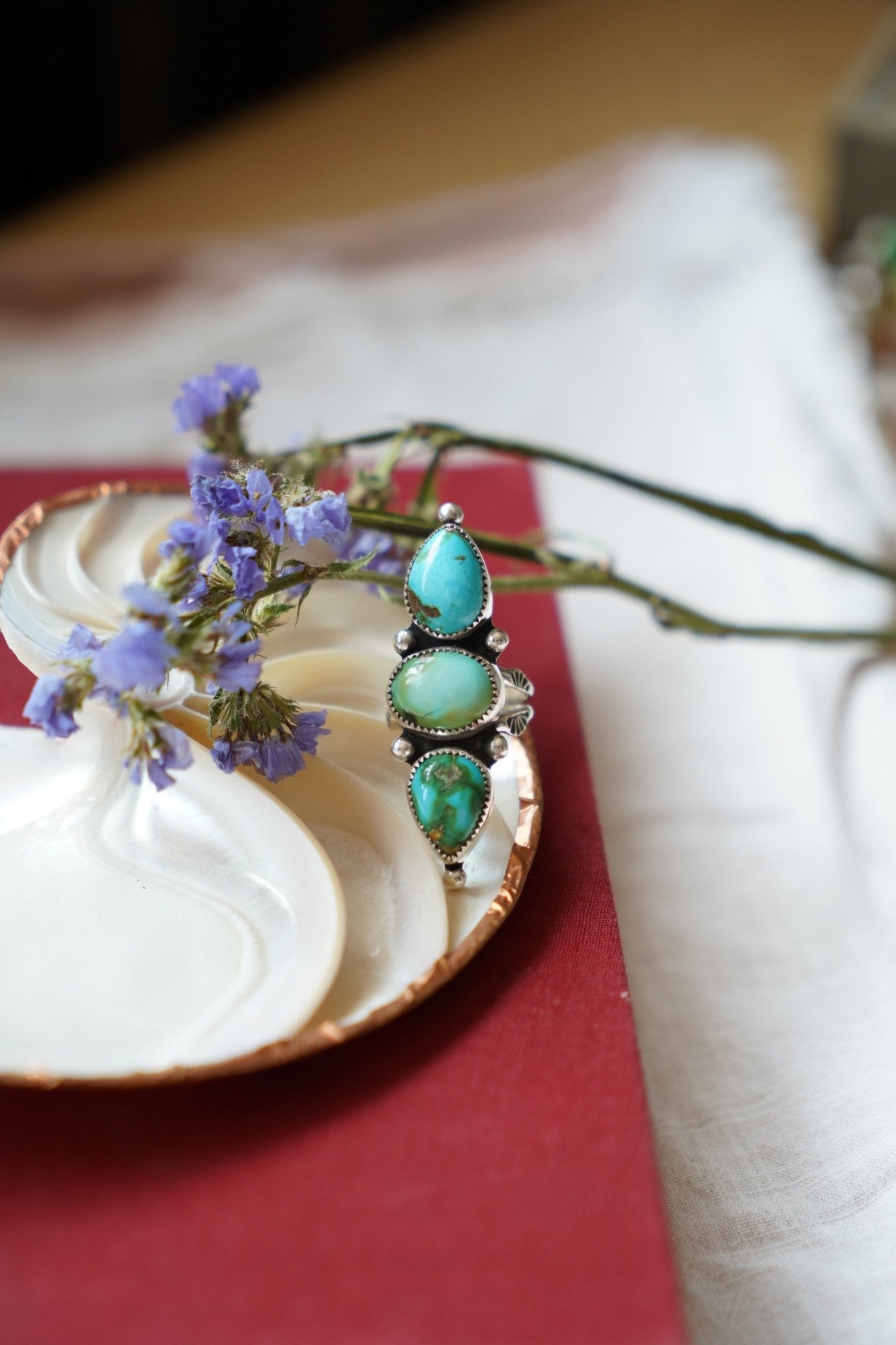 Cairn Ring in Sonoran Mtn Turquoise (Size 7.5) - Golden Road Crafted