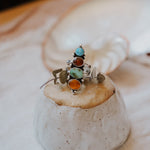 Cairn Ring in Verde Valley, Blue Ridge, Red Kyanite, & Amber (Size 8) - Golden Road Crafted