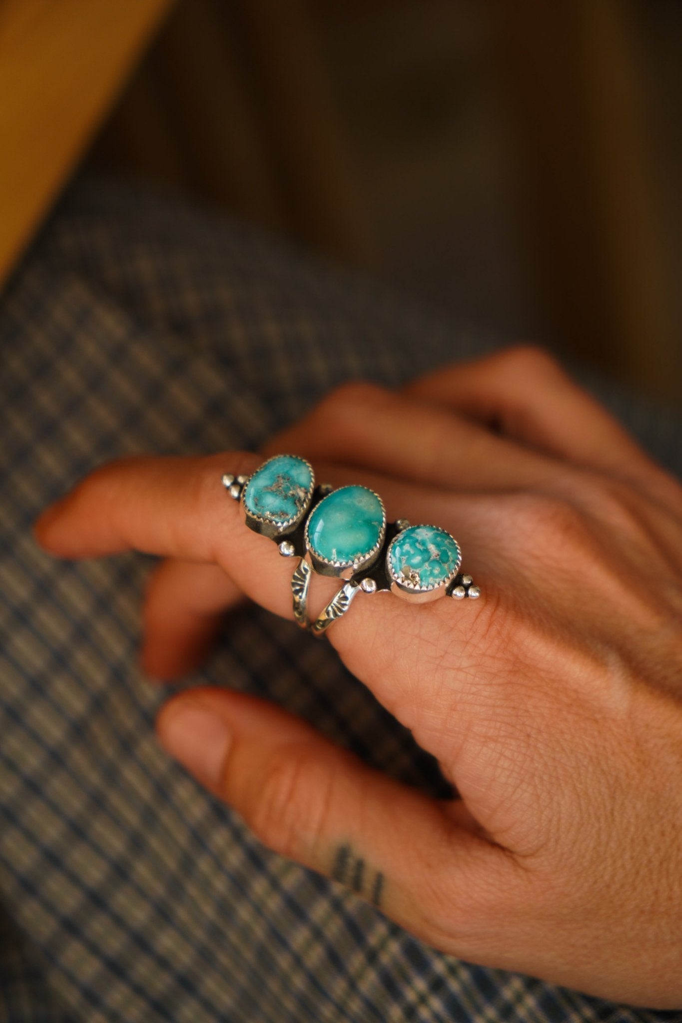 Cairn Ring in Whitewater Turquoise (Size 7.5) - Golden Road Crafted