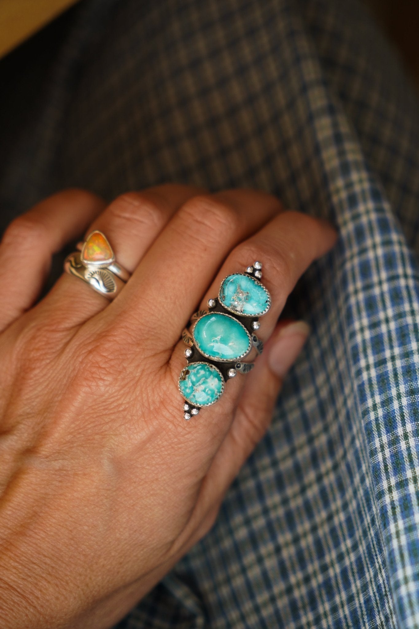 Cairn Ring in Whitewater Turquoise (Size 7.5) - Golden Road Crafted