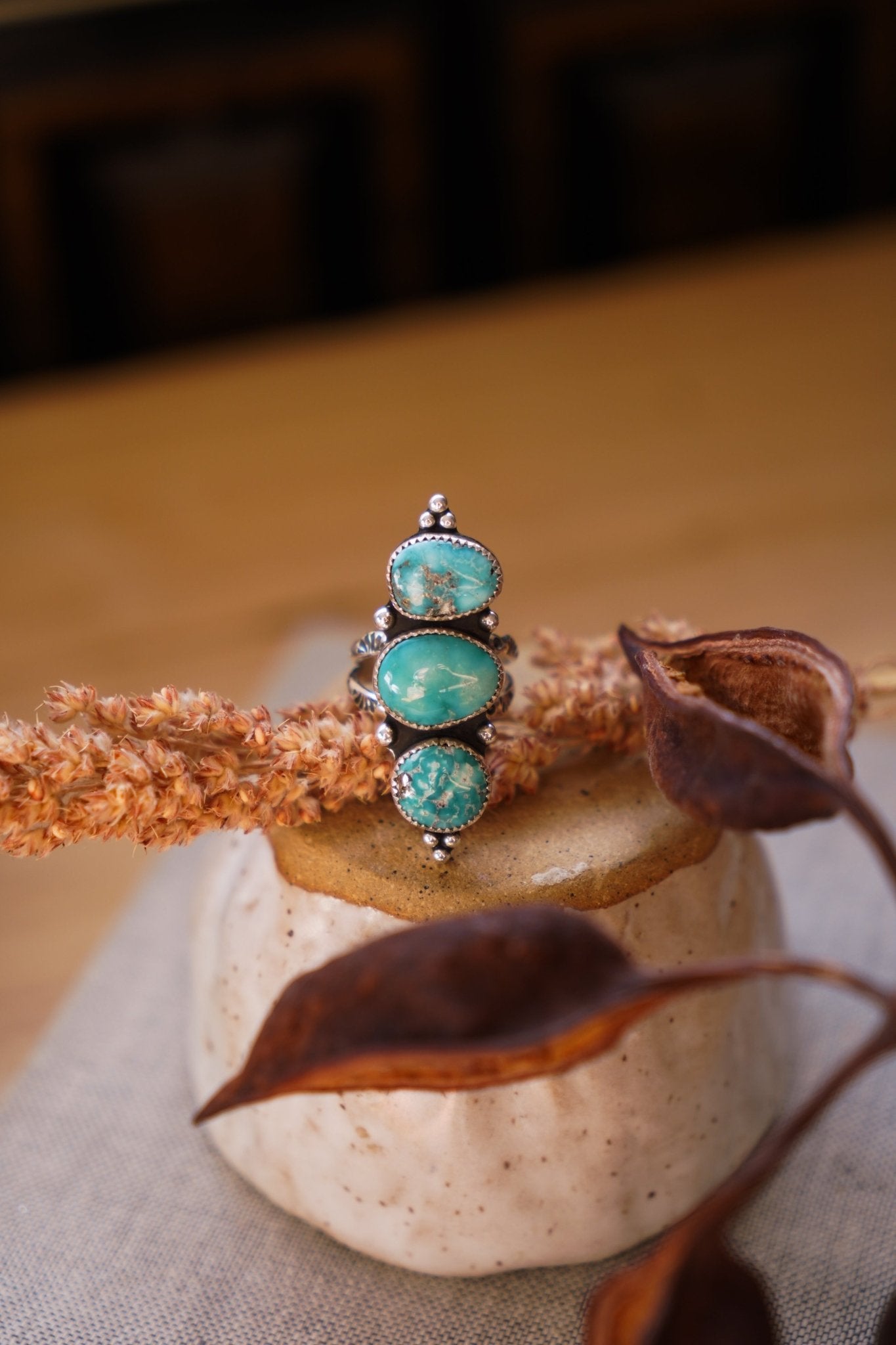 Cairn Ring in Whitewater Turquoise (Size 7.5) - Golden Road Crafted