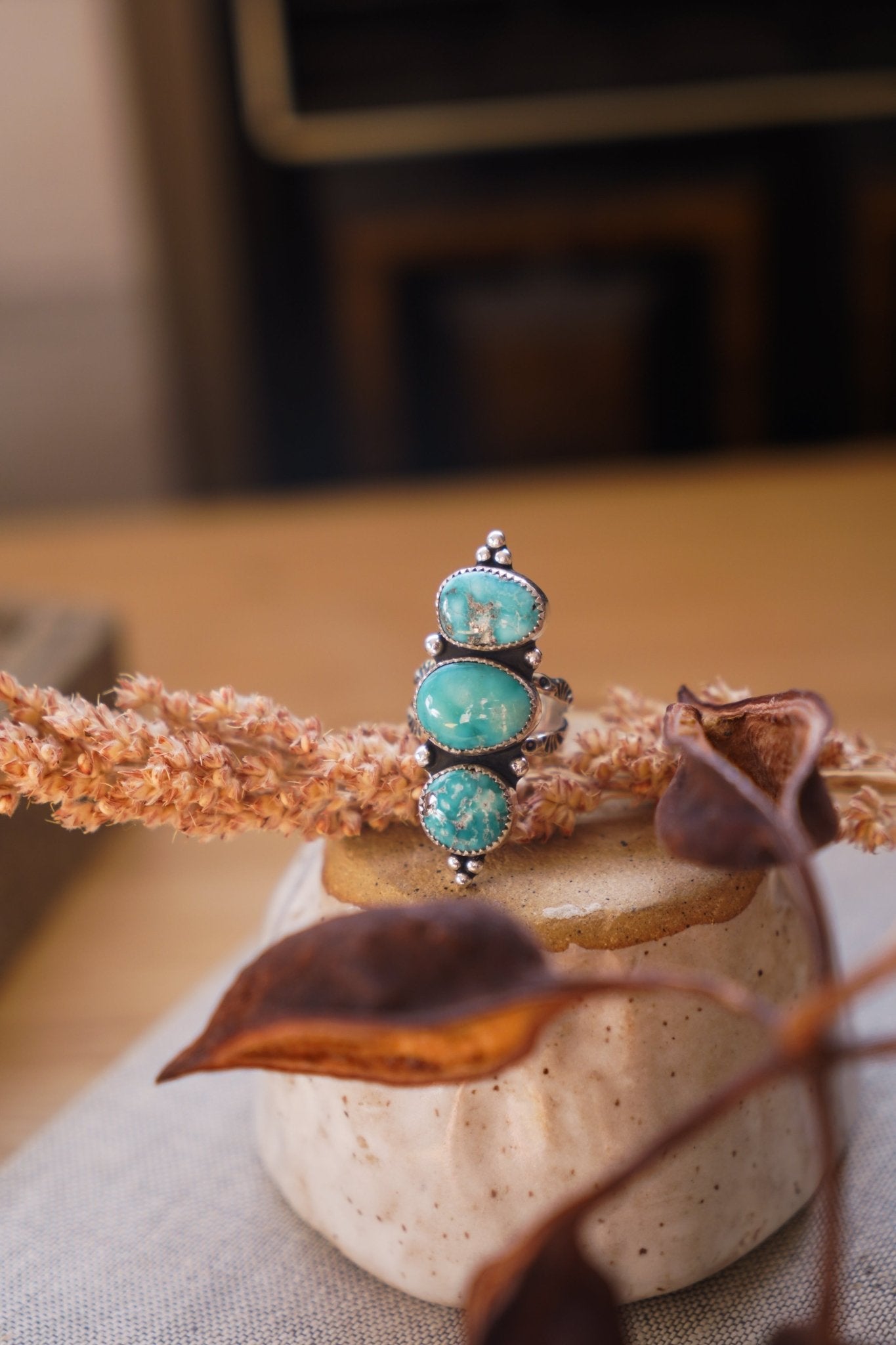 Cairn Ring in Whitewater Turquoise (Size 7.5) - Golden Road Crafted
