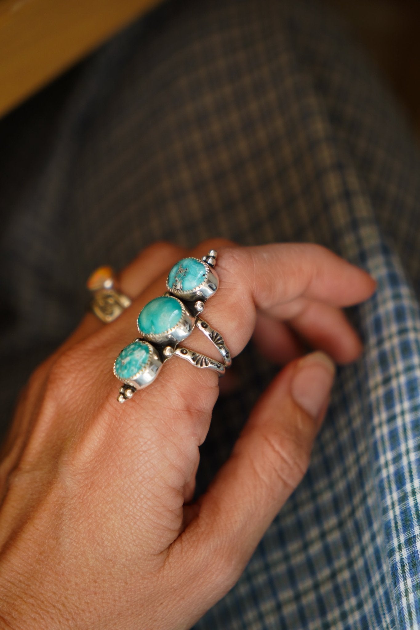 Cairn Ring in Whitewater Turquoise (Size 7.5) - Golden Road Crafted