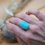 Campitos Turquoise Ring (Size 9) - Golden Road Crafted