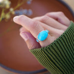 Campitos Turquoise Ring with Lone Mtn Turquoise (Size 8.5) - Golden Road Crafted