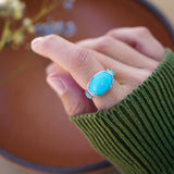 Campitos Turquoise Ring with Lone Mtn Turquoise (Size 8.5) - Golden Road Crafted