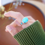Campitos Turquoise Ring with Lone Mtn Turquoise (Size 8.5) - Golden Road Crafted