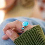 Campitos Turquoise Ring with Lone Mtn Turquoise (Size 8.5) - Golden Road Crafted