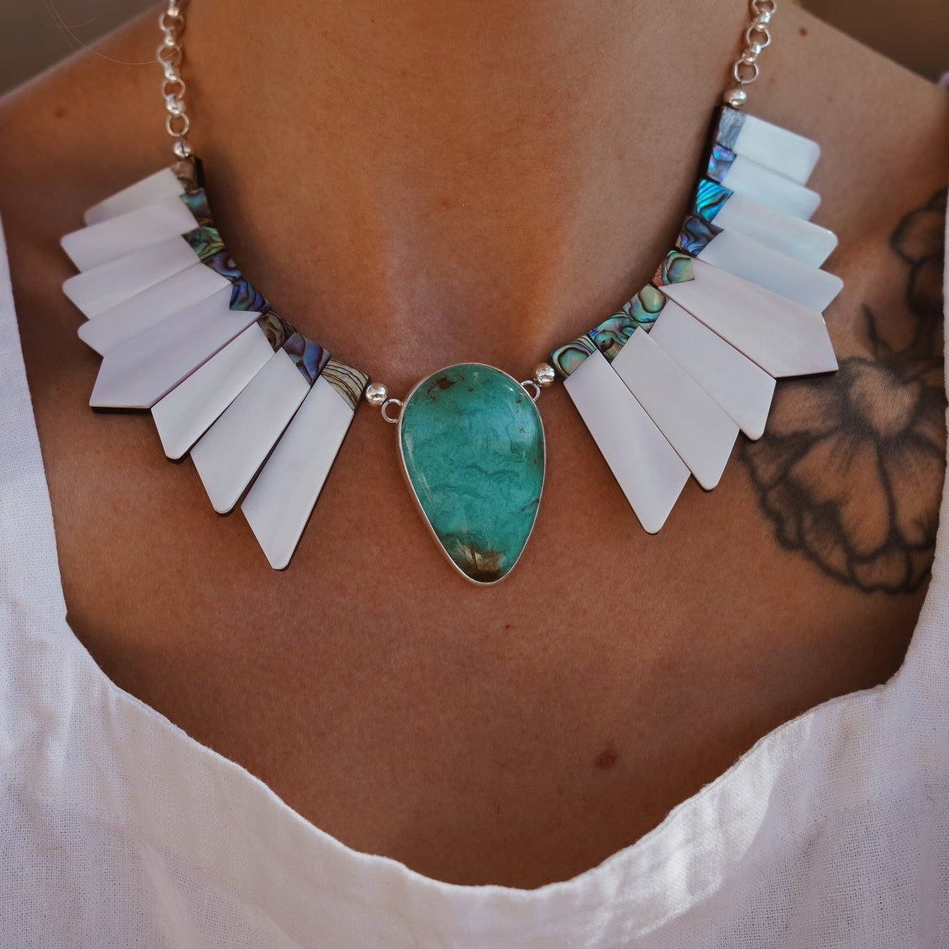 Canyon Wings Collar in Royston Turquoise - Golden Road Crafted