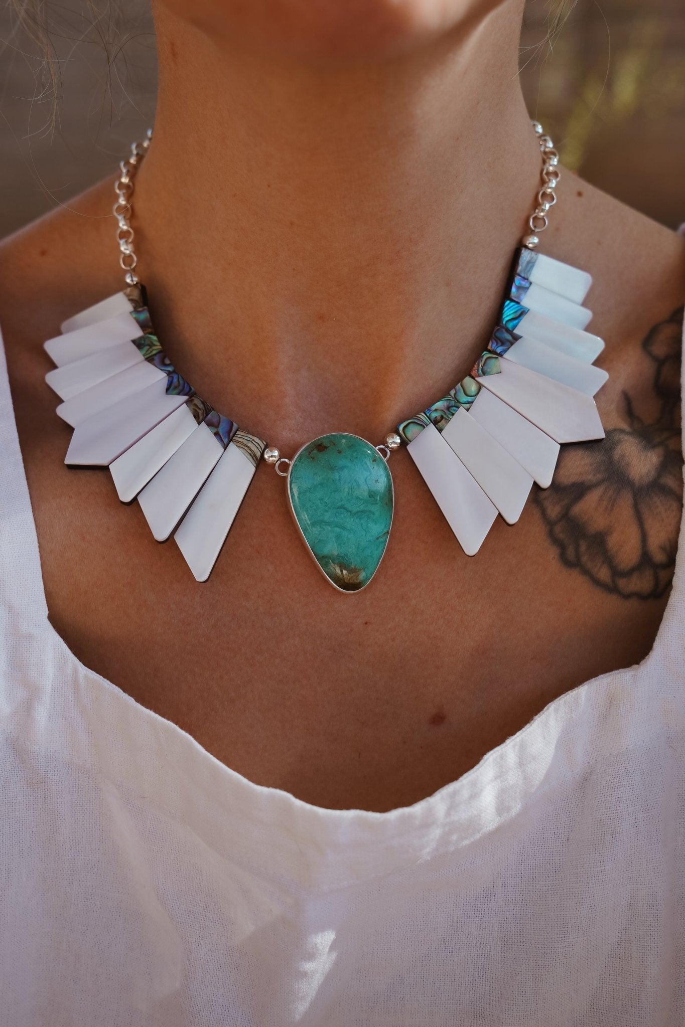 Canyon Wings Collar in Royston Turquoise - Golden Road Crafted