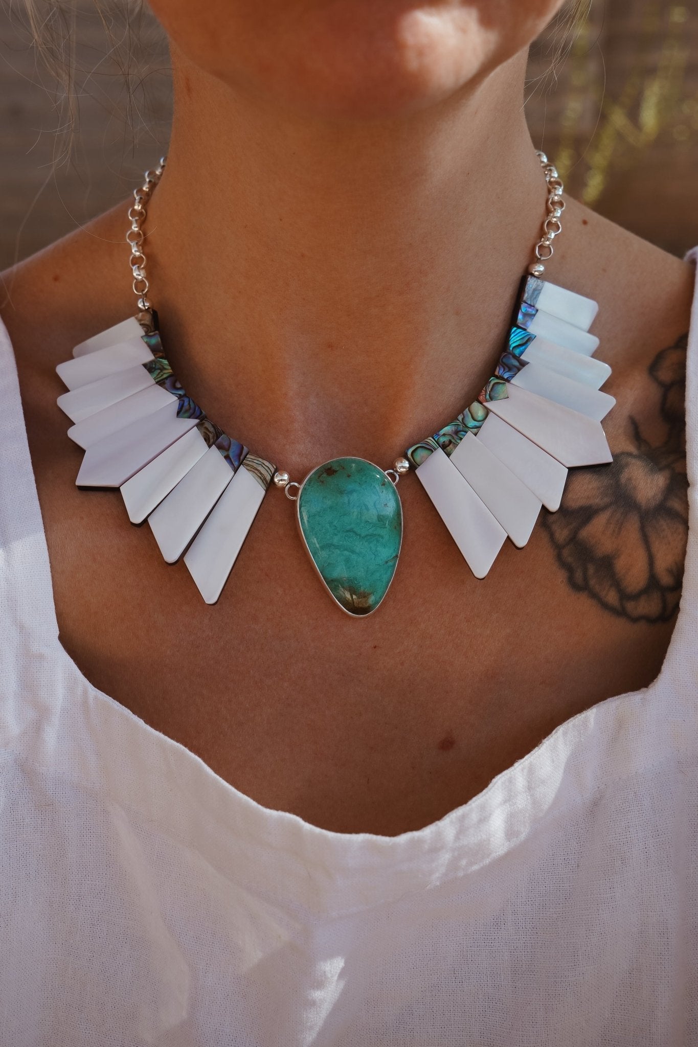 Canyon Wings Collar in Royston Turquoise - Golden Road Crafted