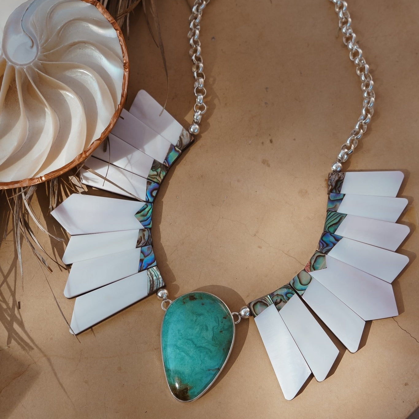 Canyon Wings Collar in Royston Turquoise - Golden Road Crafted