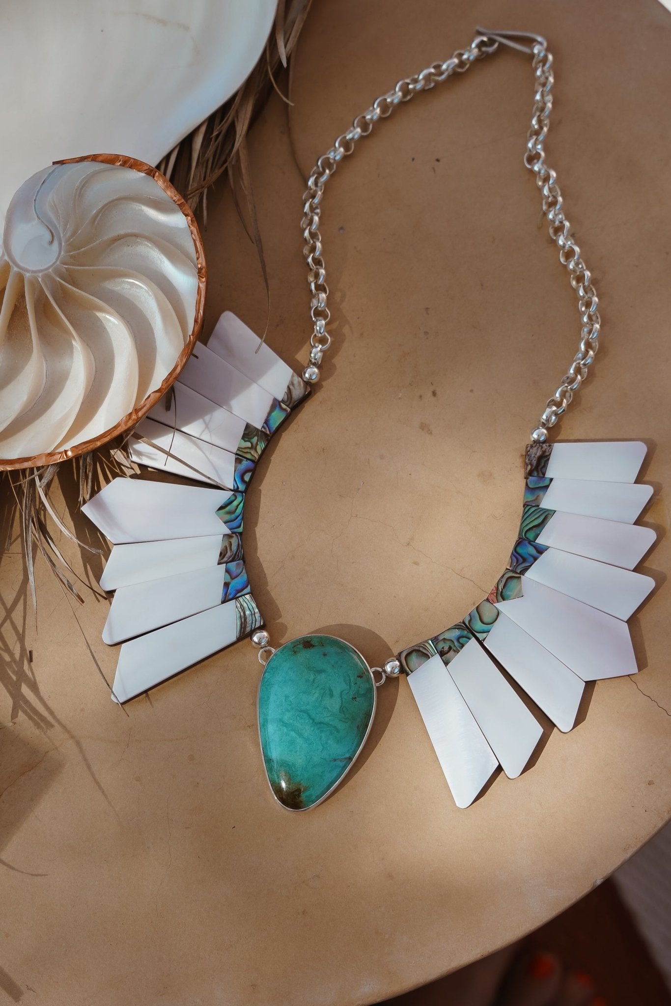Canyon Wings Collar in Royston Turquoise - Golden Road Crafted