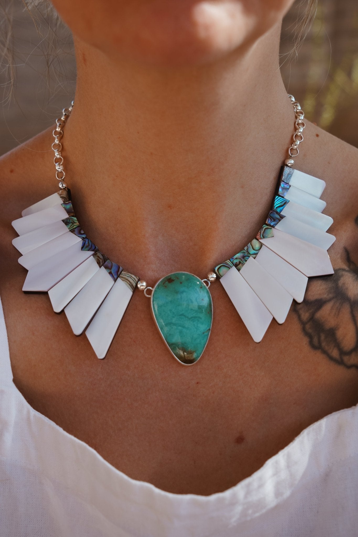 Canyon Wings Collar in Royston Turquoise - Golden Road Crafted