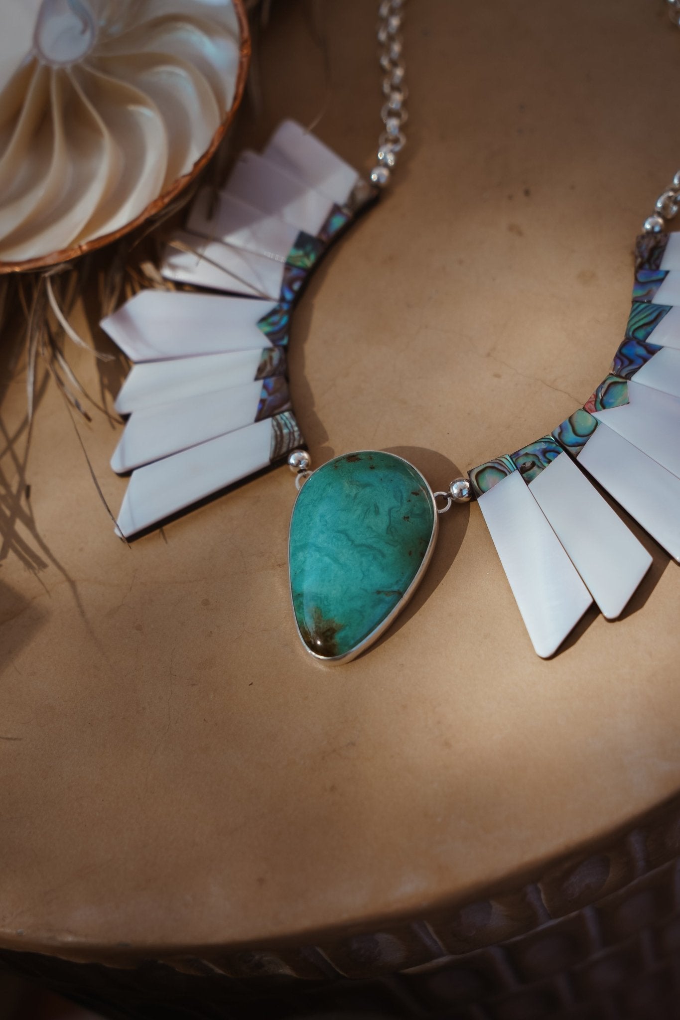 Canyon Wings Collar in Royston Turquoise - Golden Road Crafted
