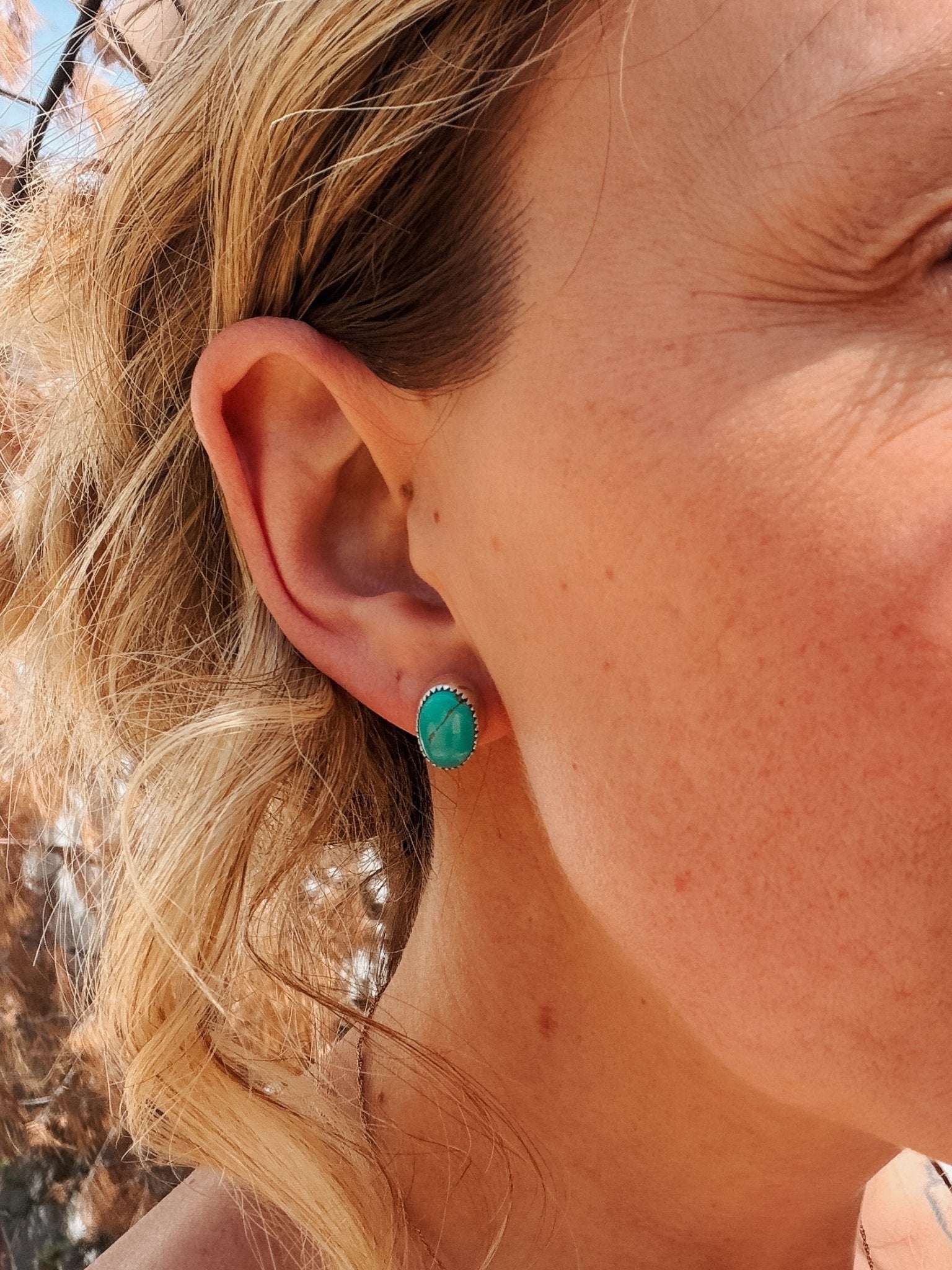 Carico Lake Turquoise Stud Earrings - Golden Road Crafted