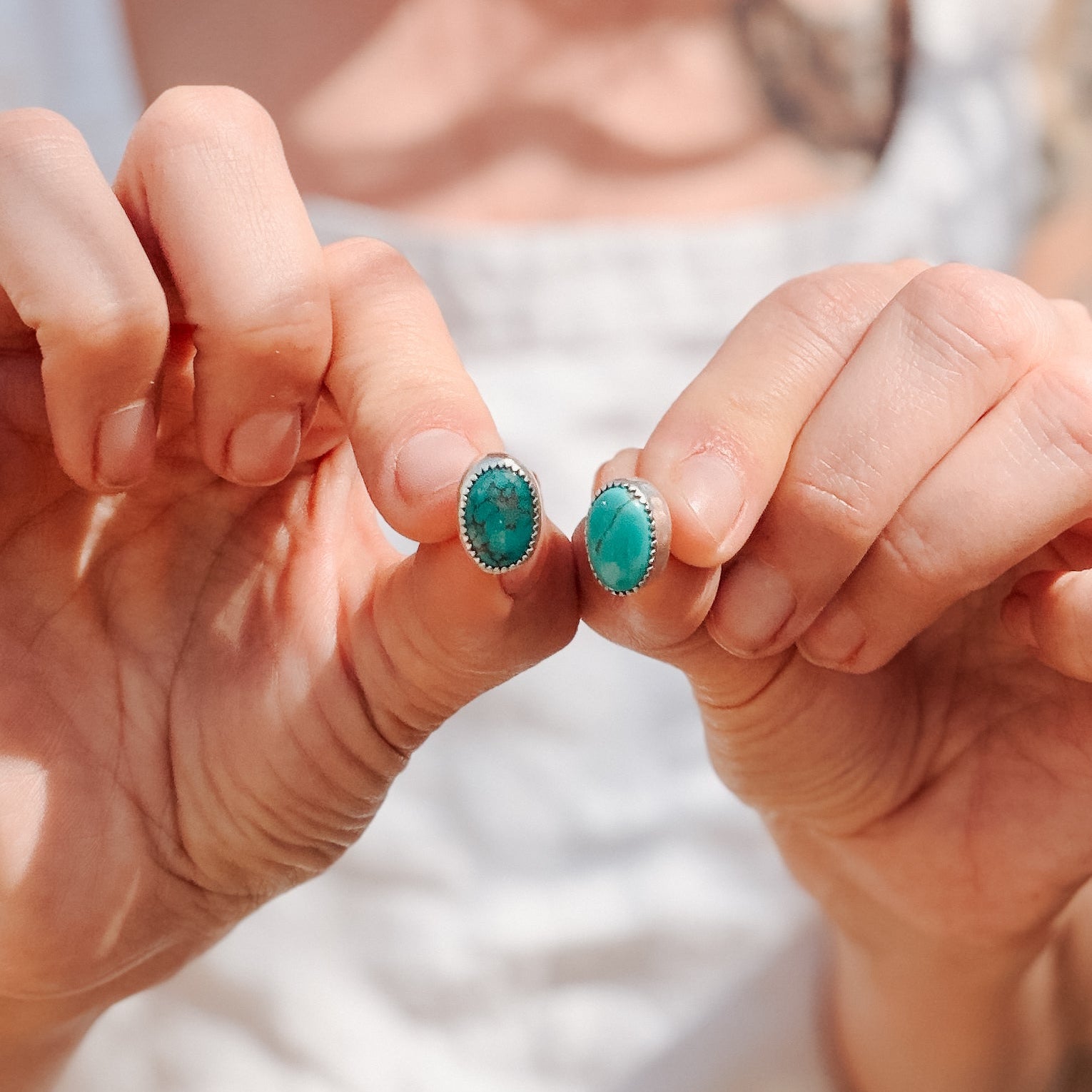 Carico Lake Turquoise Stud Earrings - Golden Road Crafted