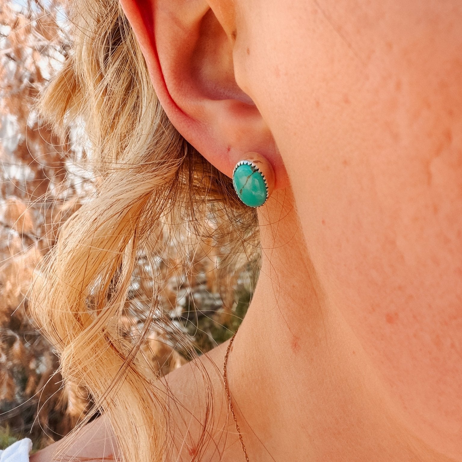Carico Lake Turquoise Stud Earrings - Golden Road Crafted