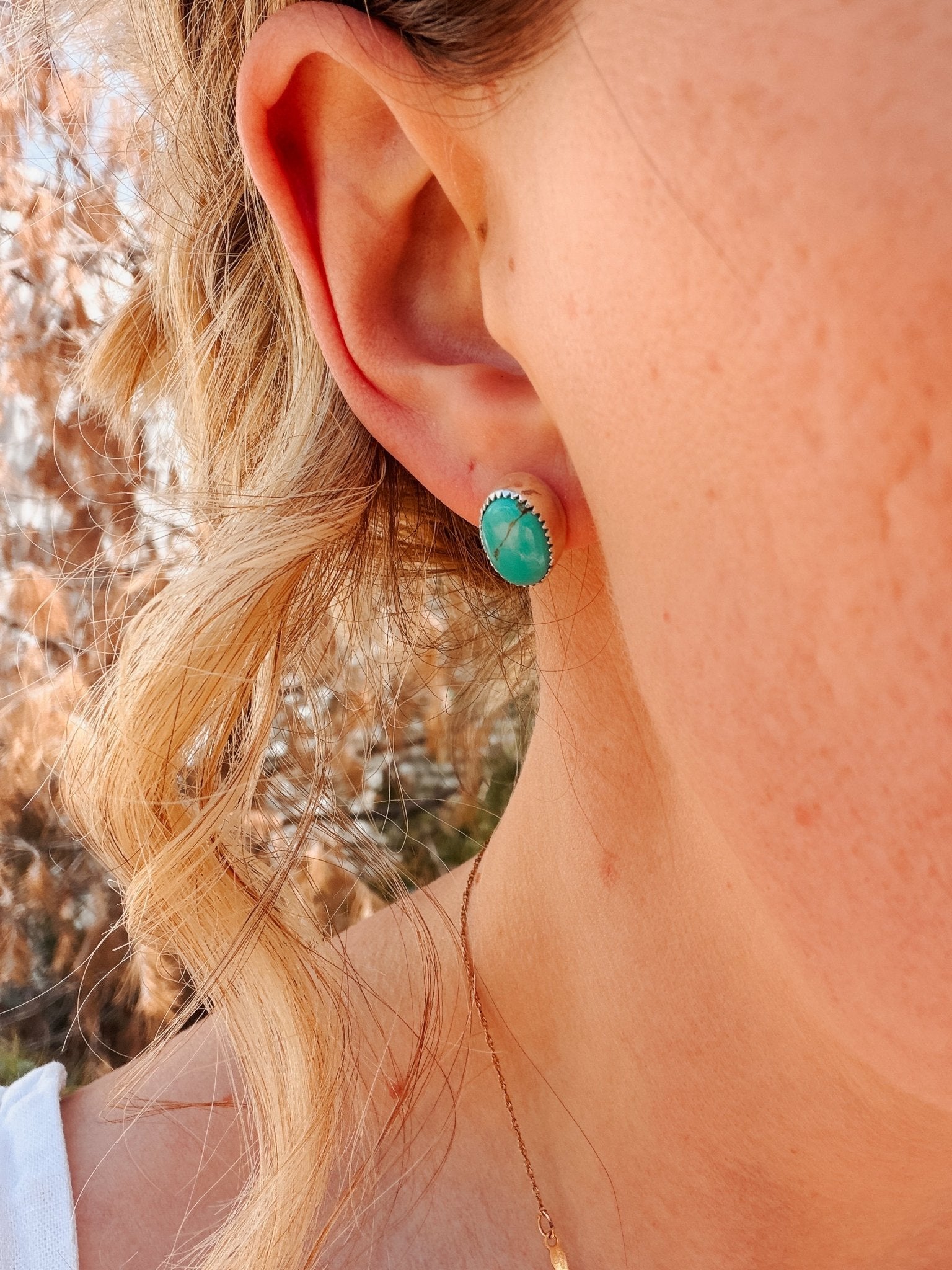 Carico Lake Turquoise Stud Earrings - Golden Road Crafted