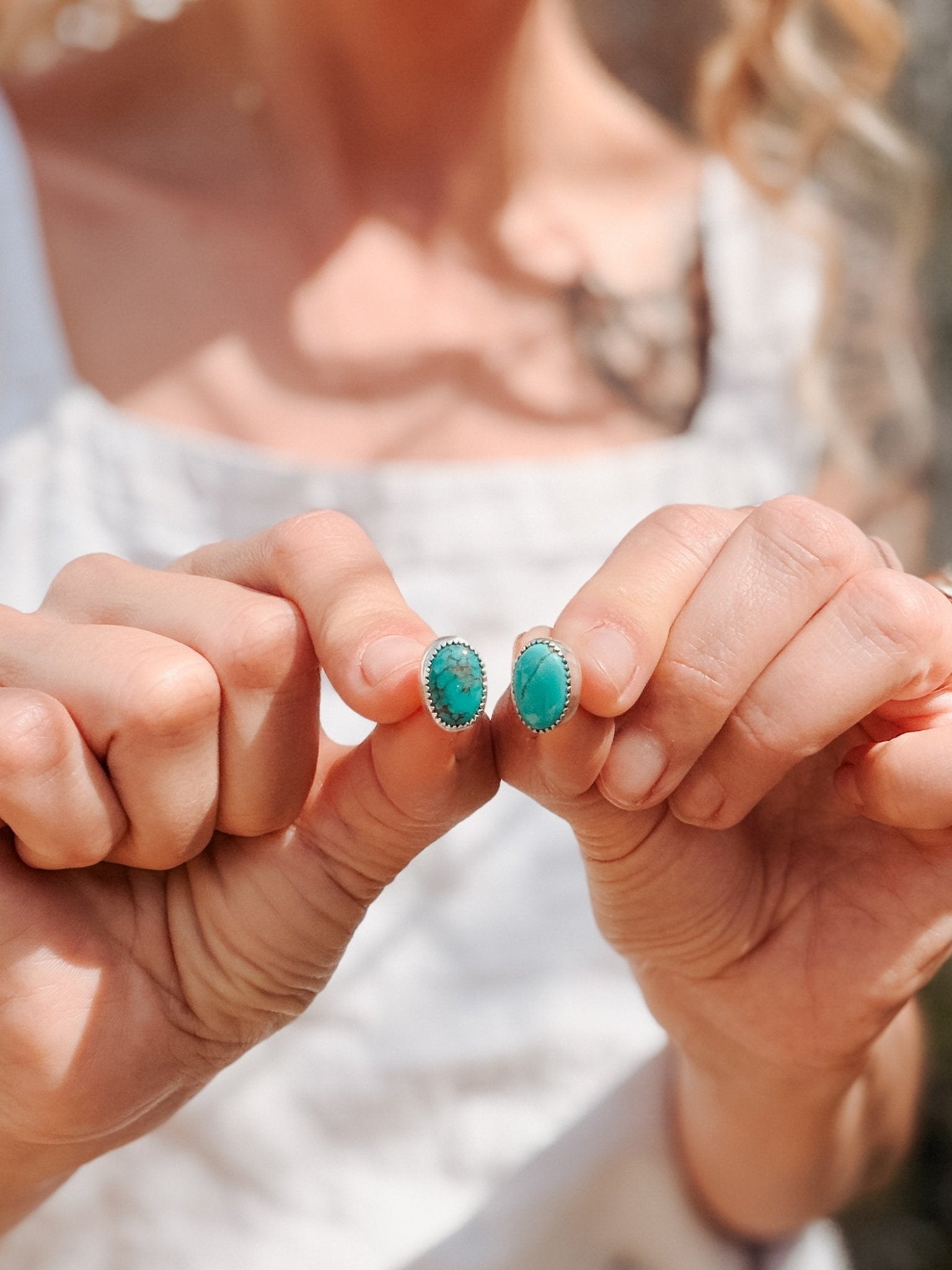 Carico Lake Turquoise Stud Earrings - Golden Road Crafted