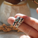 Cathedral Inlay Studs in White Buffalo & Opal - Golden Road Crafted