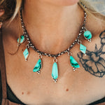 Charm Necklace in Emerald Rose - Golden Road Crafted