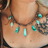 Charm Necklace in Emerald Rose - Golden Road Crafted