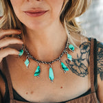 Charm Necklace in Emerald Rose - Golden Road Crafted