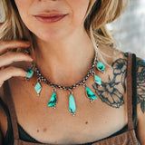Charm Necklace in Emerald Rose - Golden Road Crafted