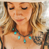 Charm Necklace in No. 8 Turquoise - Golden Road Crafted