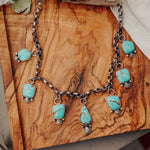 Charm Necklace in No. 8 Turquoise - Golden Road Crafted