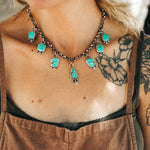 Charm Necklace in No. 8 Turquoise - Golden Road Crafted
