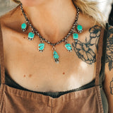 Charm Necklace in No. 8 Turquoise - Golden Road Crafted