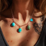 Charm Necklace in Royston & Kingman Turquoise - Golden Road Crafted