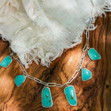 Charm Necklace in Tyrone Turquoise - Golden Road Crafted