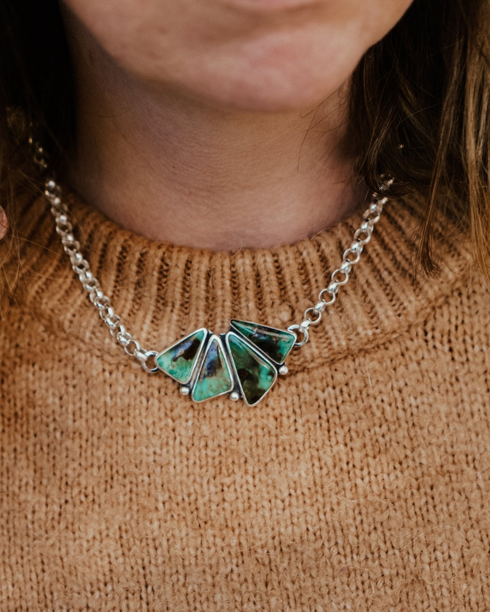 Choker in Royston Turquoise - Golden Road Crafted